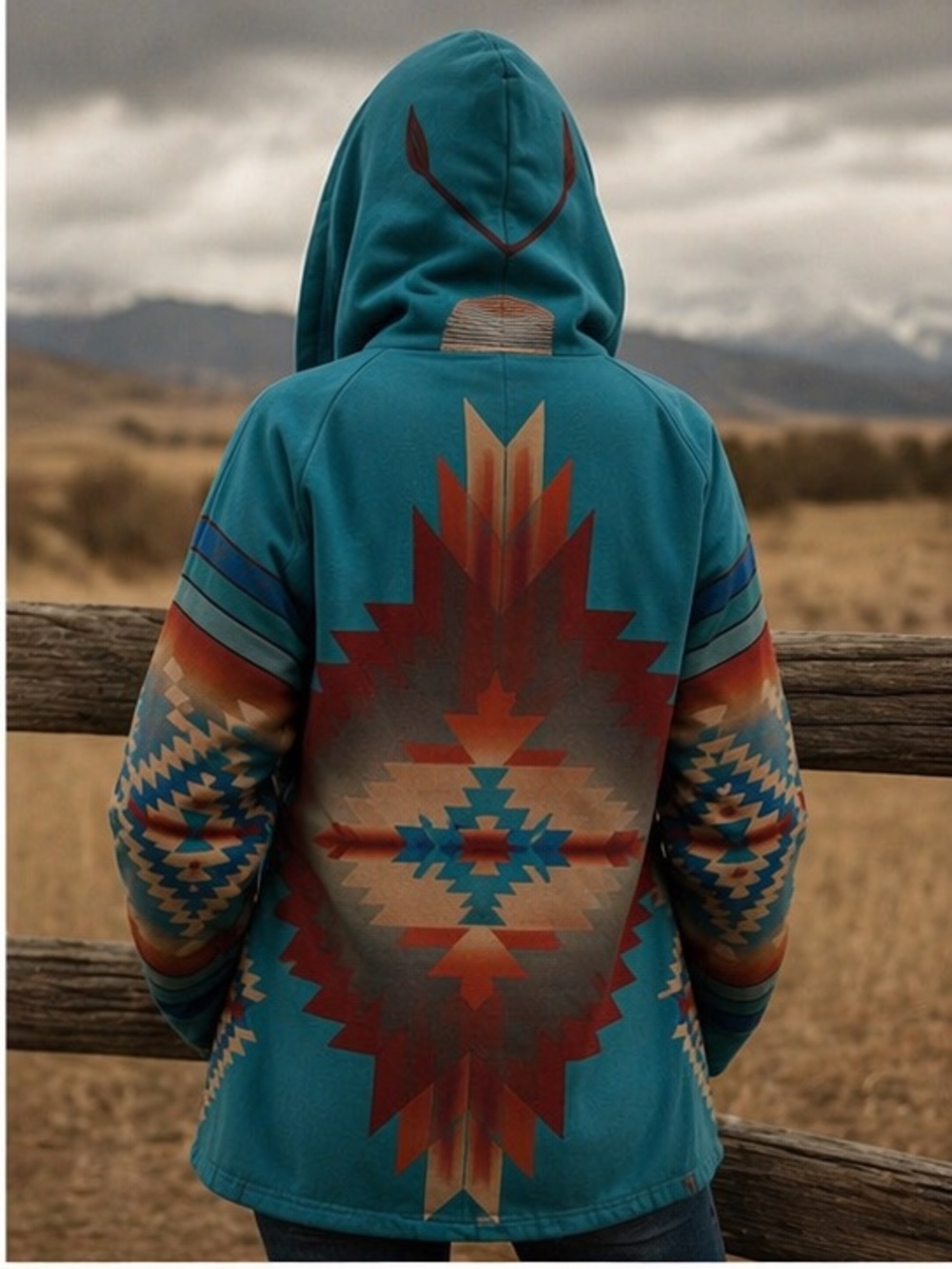 Beth Dutton Yellowstone Style Hooded Jacket | Southwestern Aztec Print | Size S